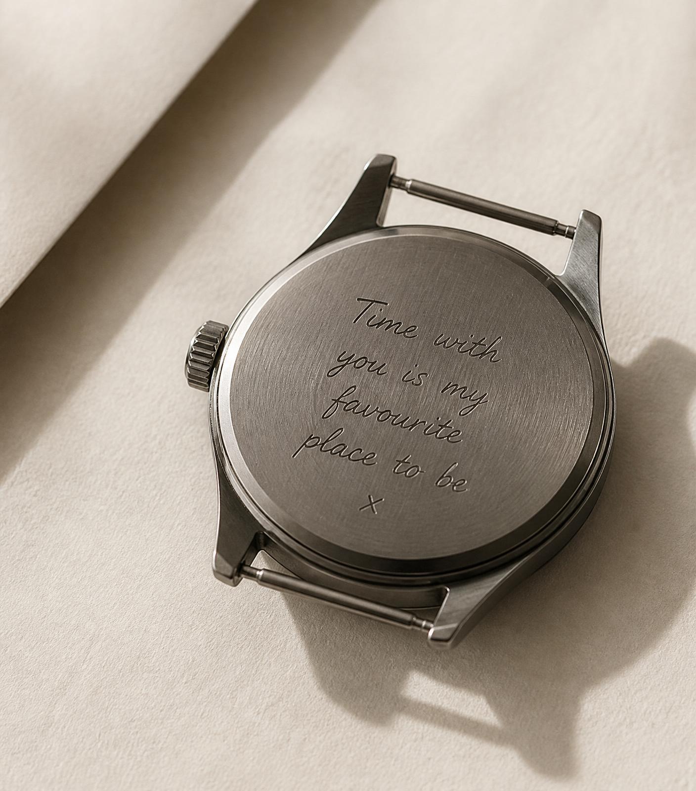 Watch back — engraving area